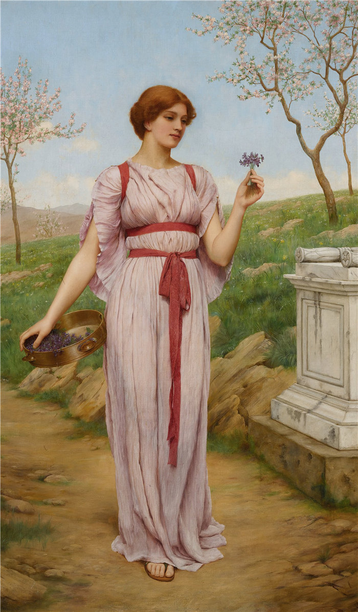 约翰·威廉·戈德沃德（John William Godward，英国画家）- 花束 (1900)