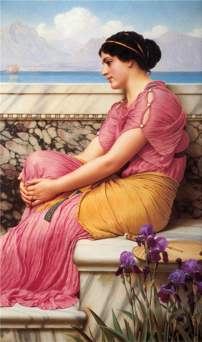 约翰·威廉·戈德沃德(John William Godward,英国画家)- 缺席使心变得更爱(1912)
