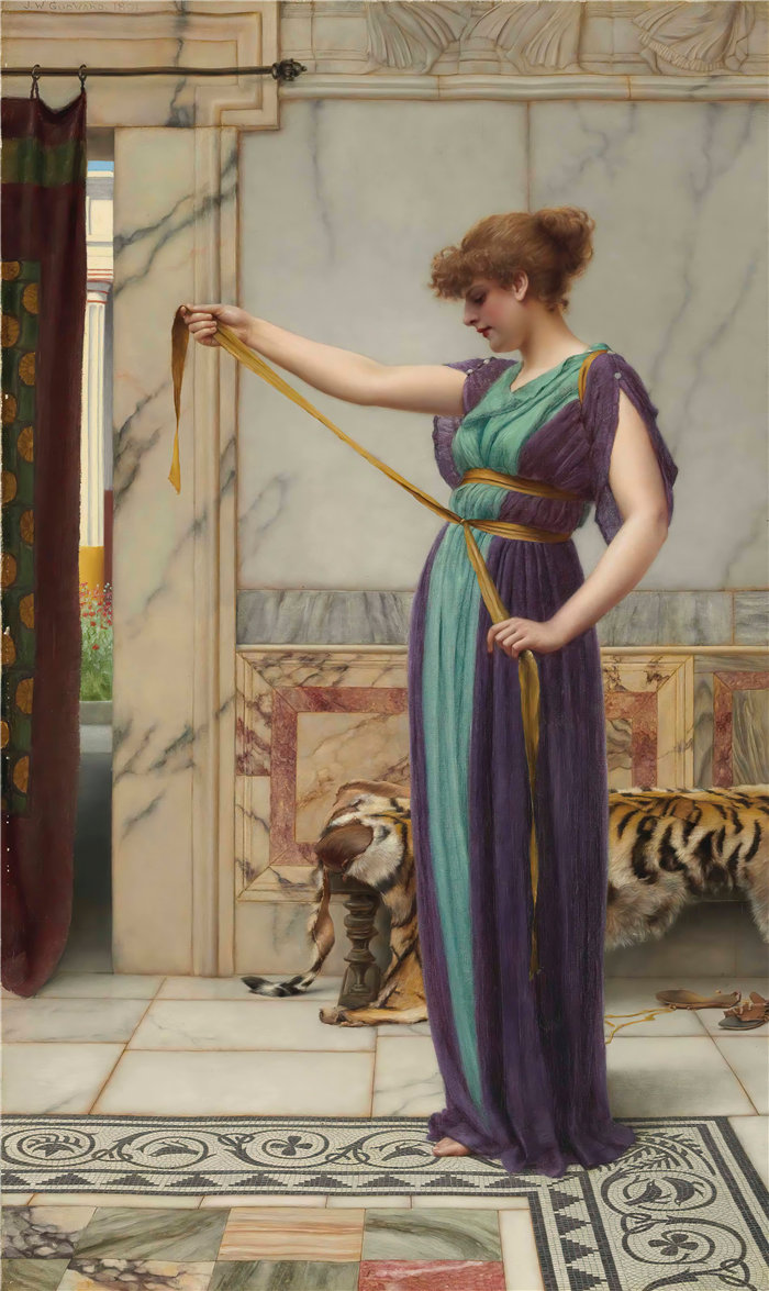 约翰·威廉·戈德沃德（John William Godward，英国画家）- 庞贝夫人 (1891)