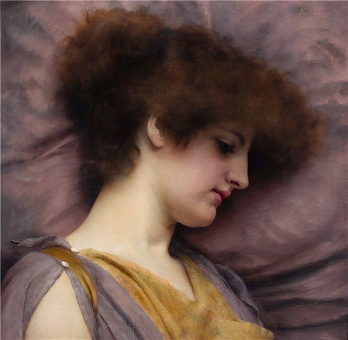 约翰·威廉·戈德沃德（John William Godward，英国画家）- 遥远的思绪 (1892)