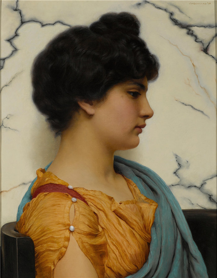 约翰·威廉·戈德沃德（John William Godward，英国画家）- 阿卡迪亚之美 (1909)