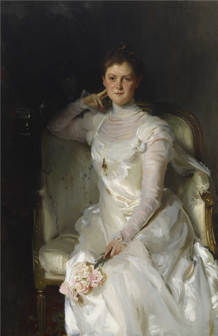 约翰·辛格·萨金特 (John Singer Sargent,美国画家)作品-约书亚·蒙哥马利·西尔斯夫人 (Sarah Choate Sears)