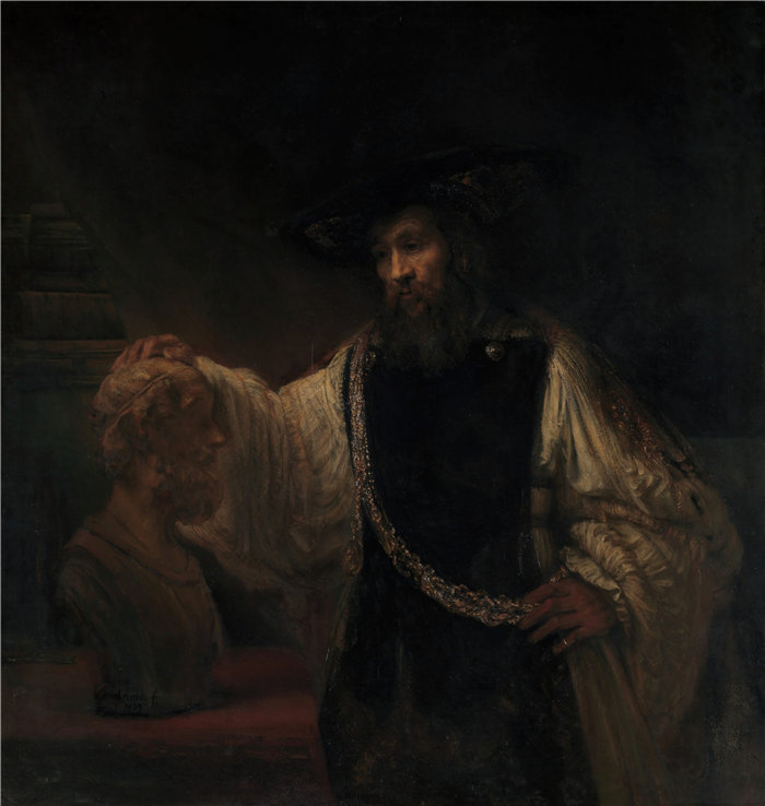 伦勃朗·范·瑞恩  (Rembrandt van Rijn，荷兰 ) 作品 - 亚里士多德与荷马半身像（1653 年）