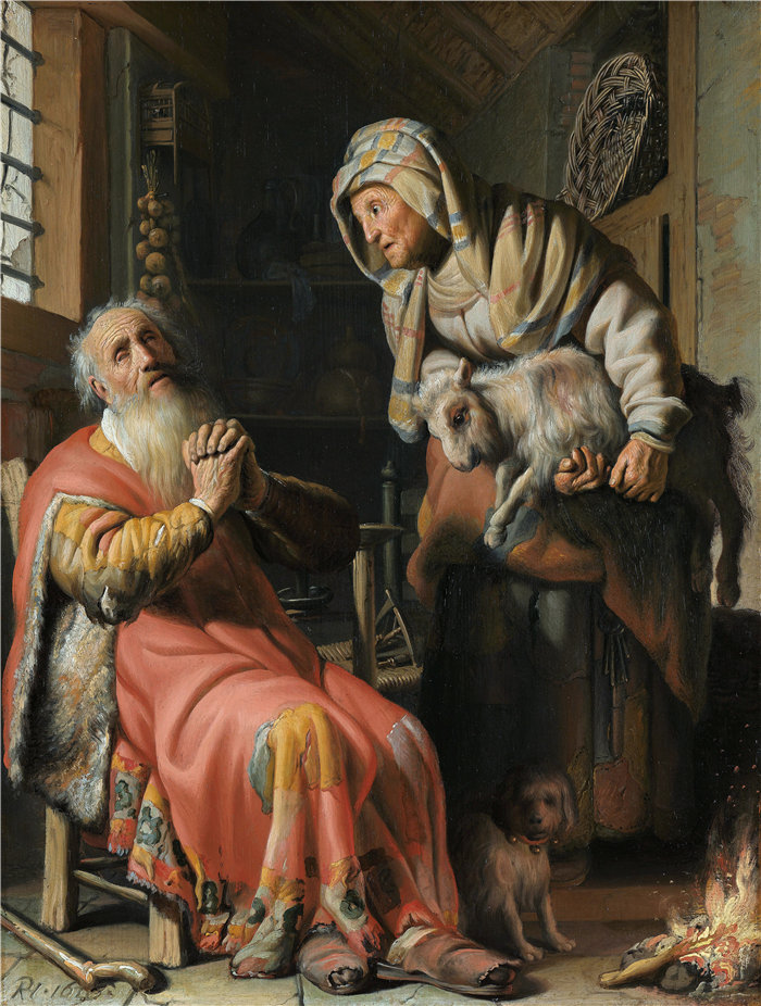 伦勃朗·范·瑞恩 (Rembrandt van Rijn,荷兰 ) 作品 - 托比特和安娜与孩子 (1626)