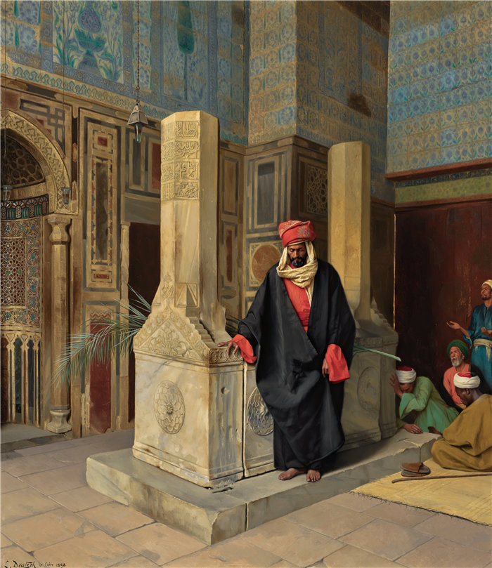 路德维希·多伊奇(Ludwig Deutsch 奥地利画家)作品 -在开罗蓝色清真寺祈祷（1898 年）
