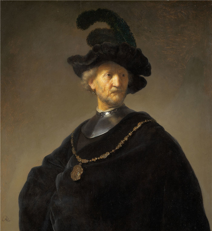 伦勃朗·范·瑞恩  (Rembrandt van Rijn，荷兰 ) 作品 - 戴金链子的老人 (1631)