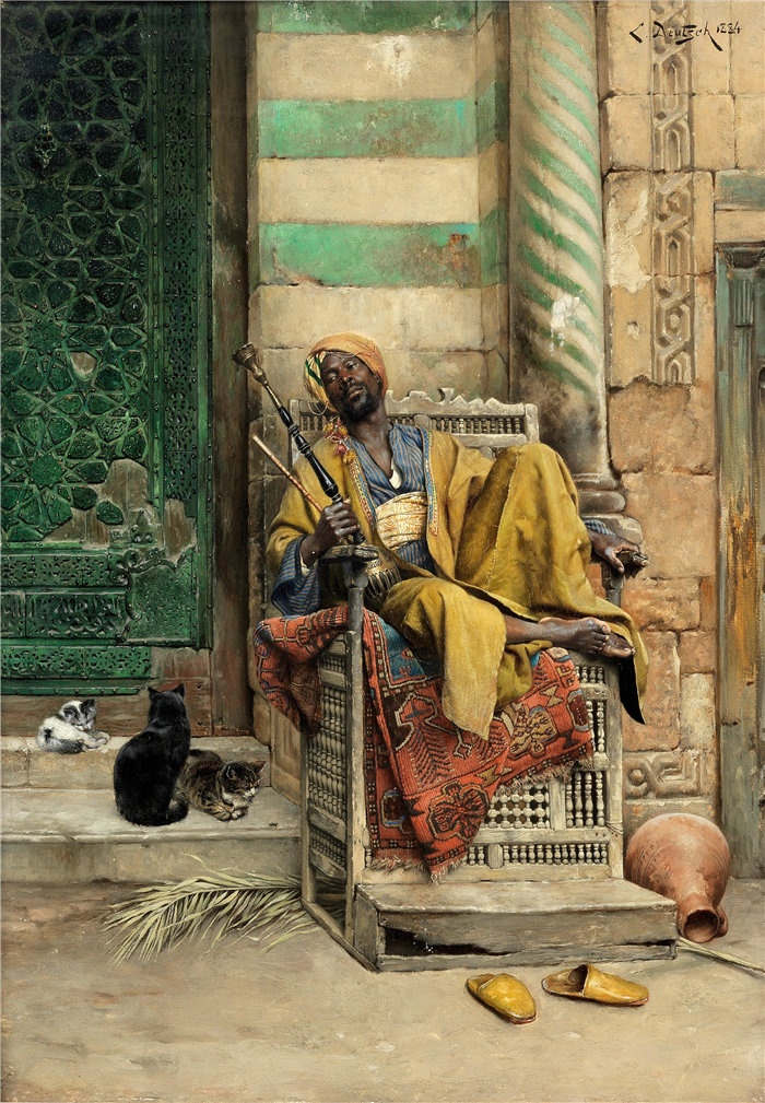 路德维希·多伊奇(Ludwig Deutsch 奥地利画家)作品 -戈萨吸烟者 (1884)