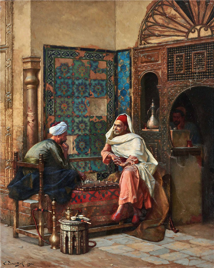 路德维希·多伊奇(Ludwig Deutsch 奥地利画家)作品 -棋手 (1904)油画