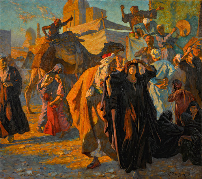 路德维希·多伊奇(Ludwig Deutsch 奥地利画家)作品 -开罗街头庆祝活动 (1912)