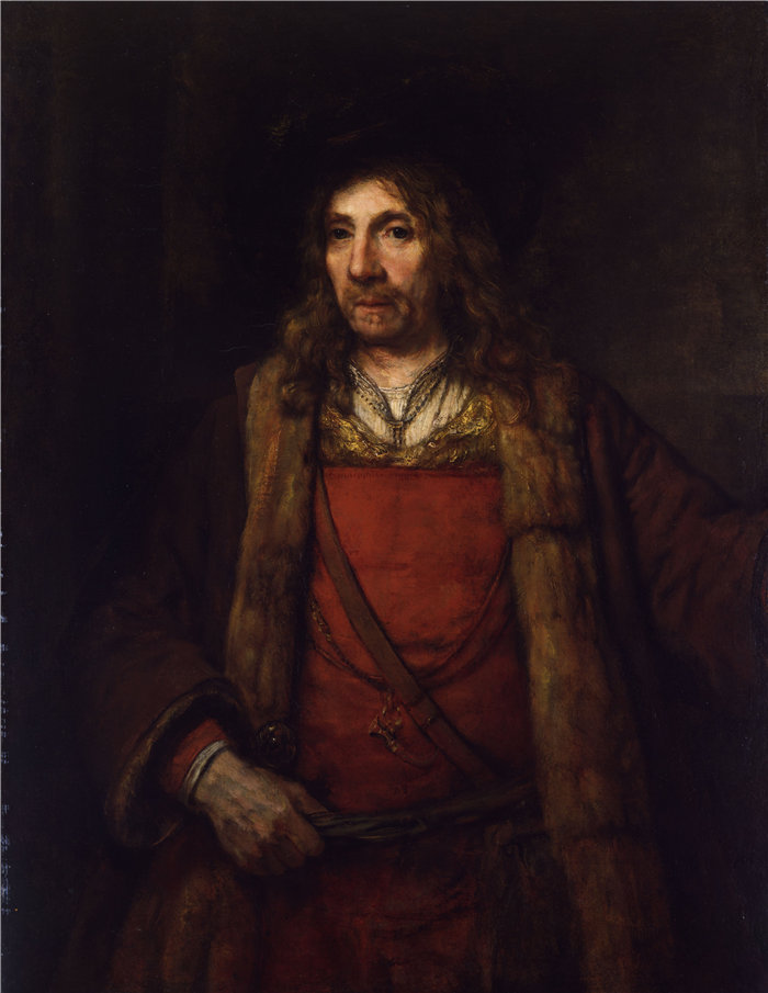 伦勃朗·范·瑞恩  (Rembrandt van Rijn，荷兰 ) 作品 - 穿着毛皮大衣的男人