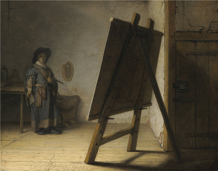伦勃朗·范·瑞恩 (Rembrandt van Rijn,荷兰 ) 作品 - 工作室中的艺术家(约 1628 年)