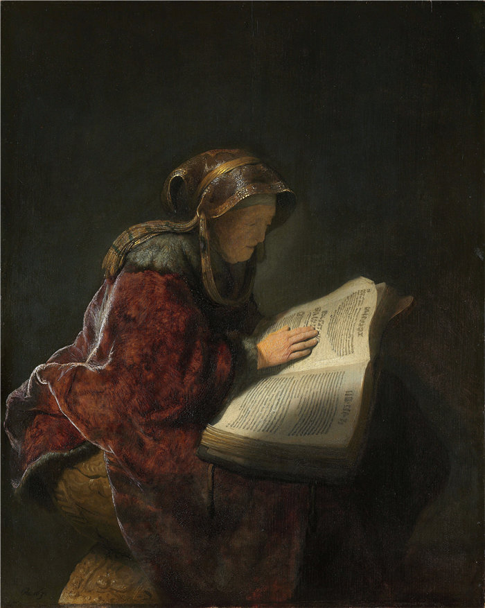 伦勃朗·范·瑞恩  (Rembrandt van Rijn，荷兰 ) 作品 - 阅读的老妇人 (1631)
