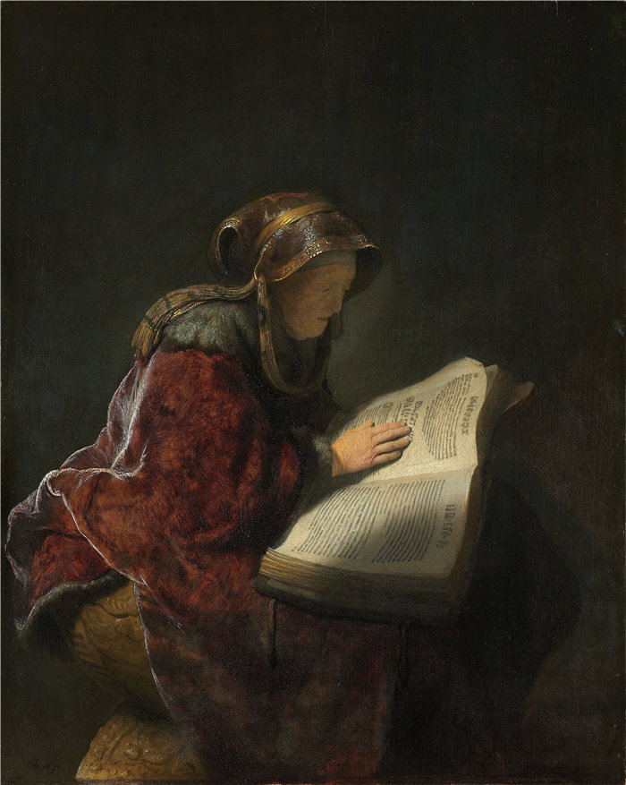 伦勃朗·范·瑞恩 (Rembrandt van Rijn,荷兰 ) 作品 - 阅读的老妇人 (1631)