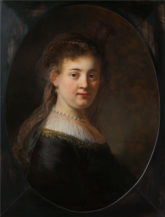 伦勃朗·范·瑞恩  (Rembrandt van Rijn，荷兰 ) 作品 - 幻想服装的年轻女子（1633）