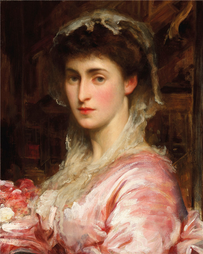 弗雷德里克·莱顿(Frederick Leighton)作品 - 亨利·埃文斯·戈登夫人梅·萨多利斯的肖像