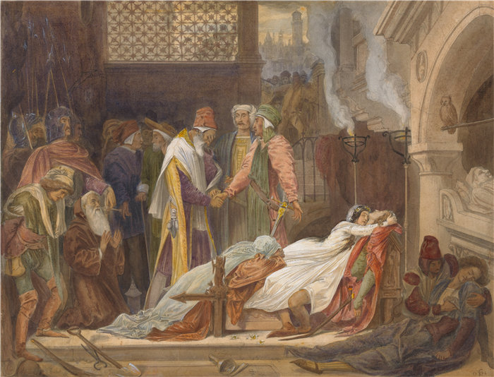 弗雷德里克·莱顿(Frederick Leighton)作品 - 蒙太古和凯普莱特的和解 (1854)