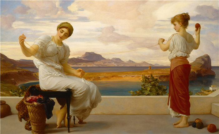 弗雷德里克·莱顿(Frederick Leighton)作品 - 缠绕绞纱 (1878)