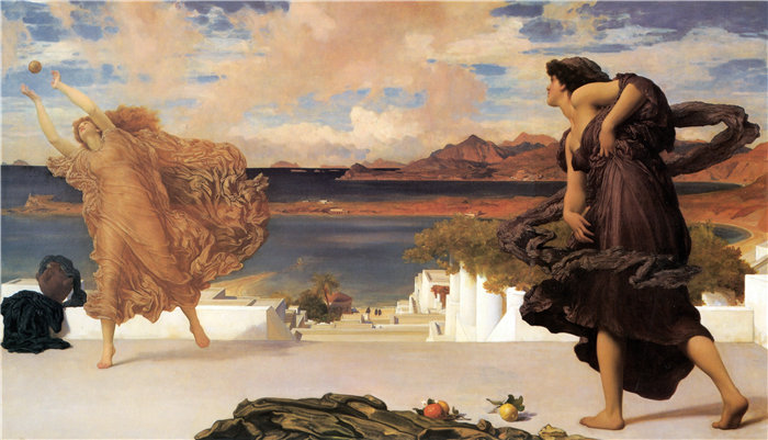 弗雷德里克·莱顿(Frederick Leighton)作品 - 玩球的希腊女孩 (1871)