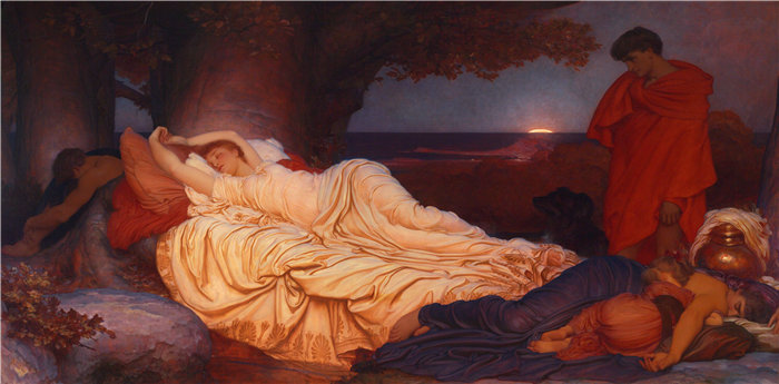 弗雷德里克·莱顿(Frederick Leighton)作品 - 赛蒙与伊菲革涅亚 (1884)