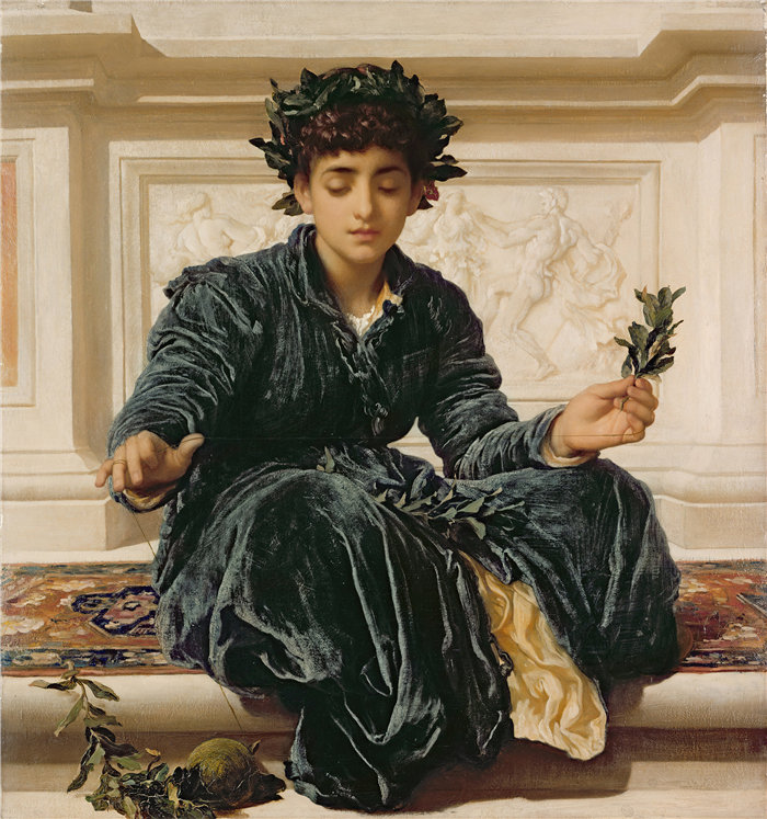 英国画家弗雷德里克·莱顿(Frederick Leighton)作品 - 编织花圈(约 1872 年)