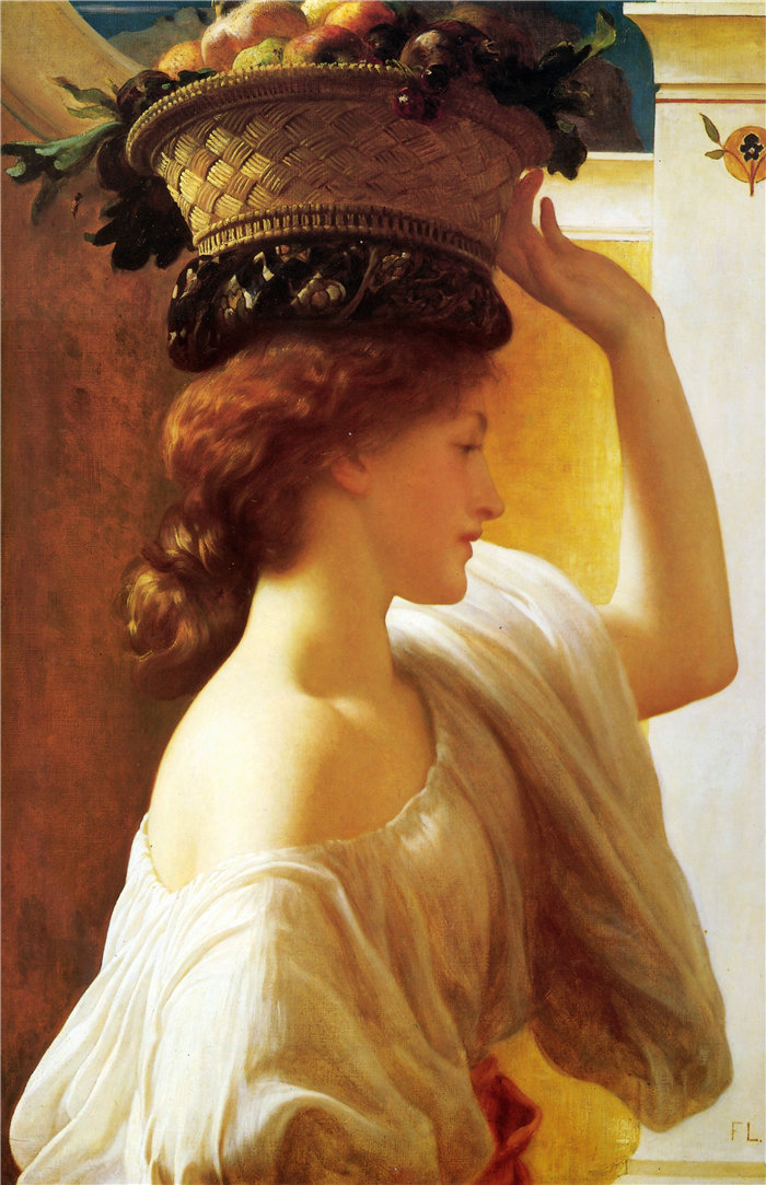 弗雷德里克·莱顿(Frederick Leighton)作品 - 提着一篮水果的女孩 日期 (1863)