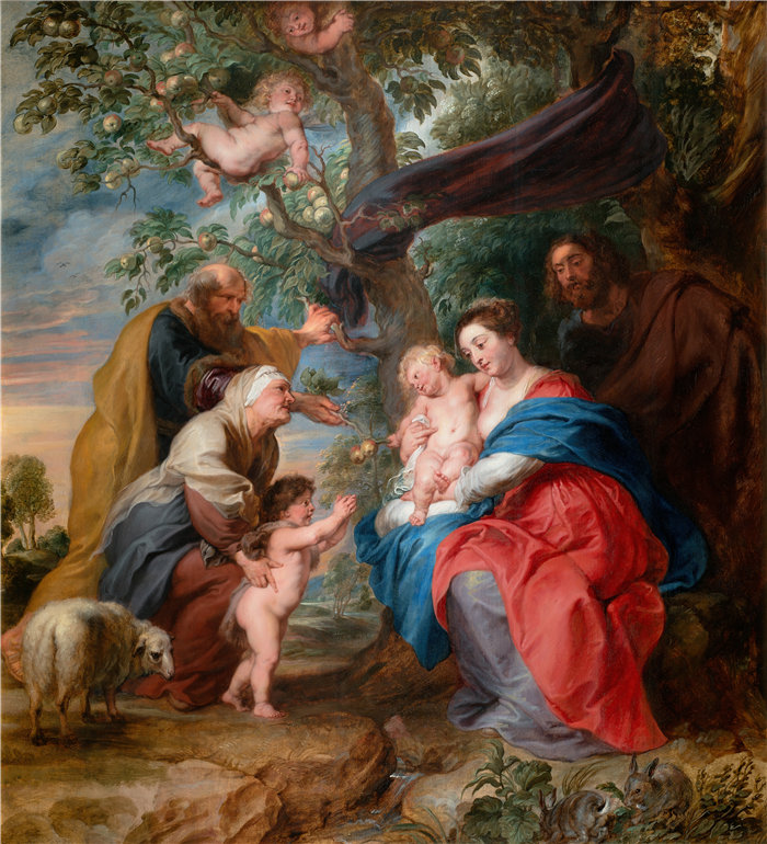 彼得·保罗·鲁本斯( Peter Paul Rubens)作品-苹果树下的神圣家族(约 1632 年)