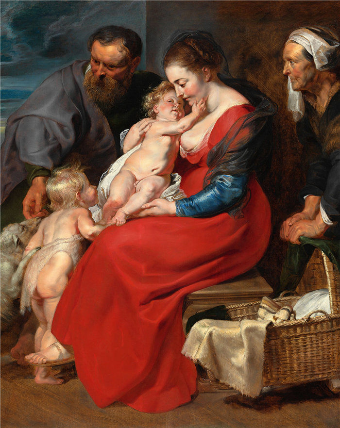 彼得·保罗·鲁本斯( Peter Paul Rubens)作品-圣徒伊丽莎白和施洗约翰的神圣家庭(1615)