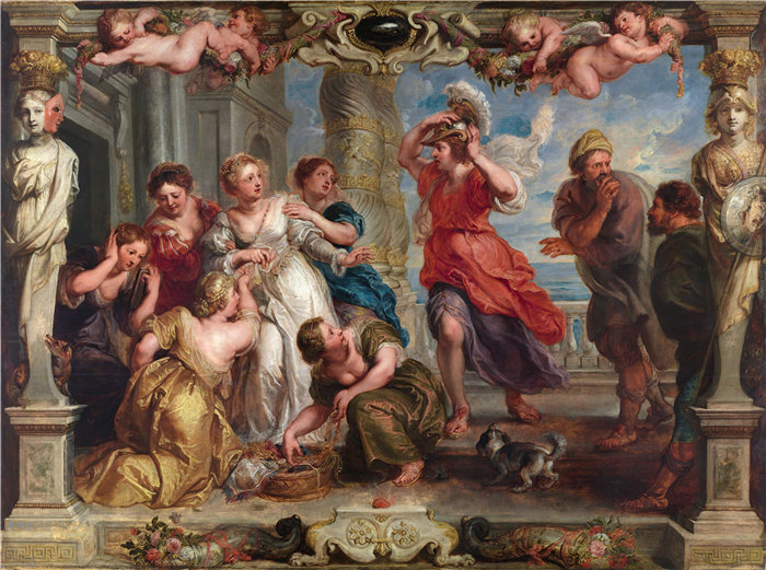 彼得·保罗·鲁本斯( Peter Paul Rubens)作品-尤利西斯在莱科墨得斯的女儿中发现阿喀琉斯 (1630-1635)