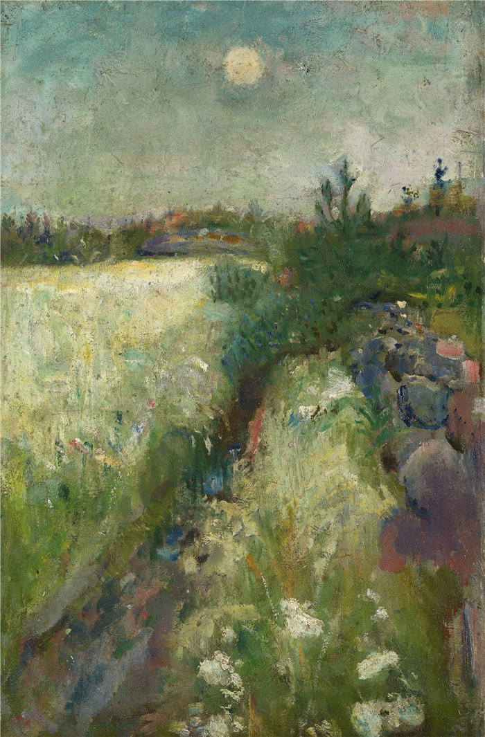 爱德华·蒙克（Edvard Munch）作品 - Veierland 的花草甸 (1887)
