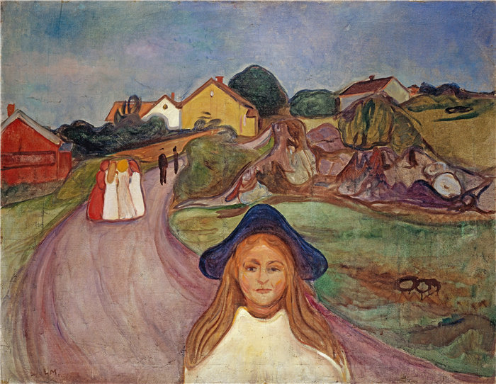 爱德华·蒙克（Edvard Munch）作品 - Aasgaardstrand 路 (1901)