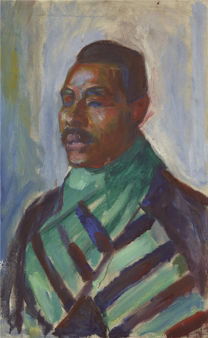 爱德华·蒙克（Edvard Munch）作品 - 非洲绿围巾 (1916)
