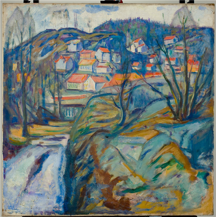 爱德华·蒙克（Edvard Munch）作品 - 春天的克拉格罗 (1912)