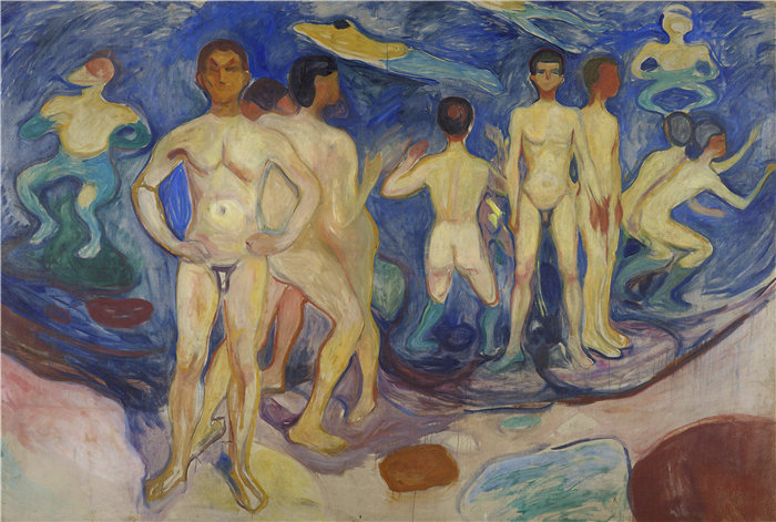 爱德华·蒙克（Edvard Munch）作品 - 给年轻人洗澡 (1904)