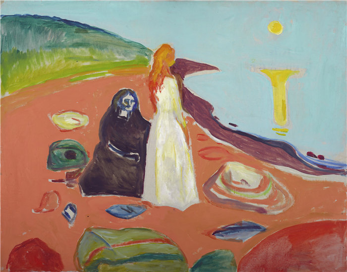 爱德华·蒙克（Edvard Munch）作品 - 岸上的两个女人 II (1933–35)