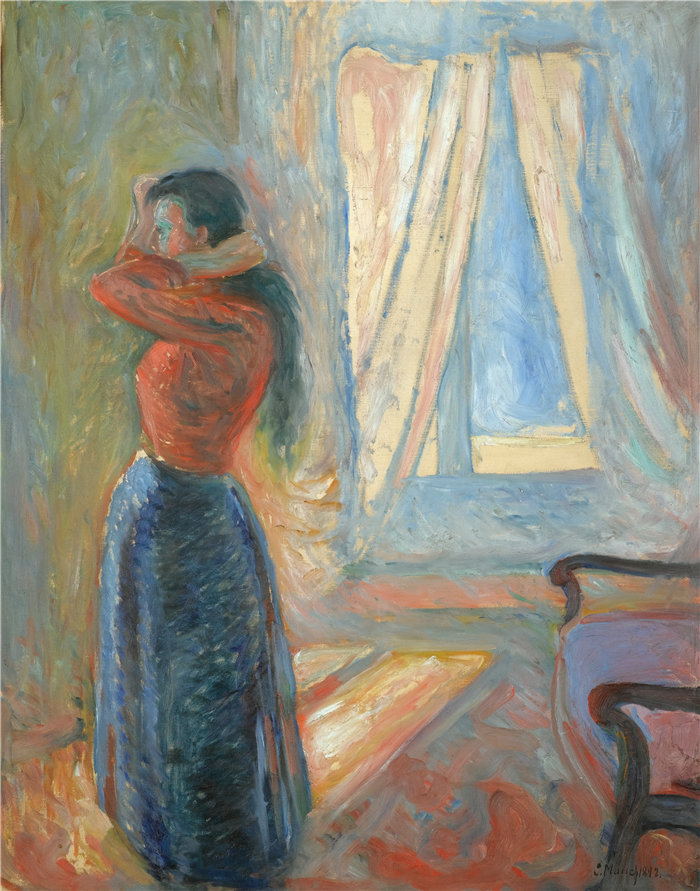 爱德华·蒙克(Edvard Munch)作品 - Kvinne Som Speiler Seg(照镜子的女人)(1892)