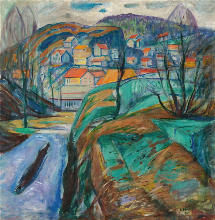 爱德华·蒙克（Edvard Munch）作品 - Kragerø Om Våren (Kragerø In Spring) (1929)