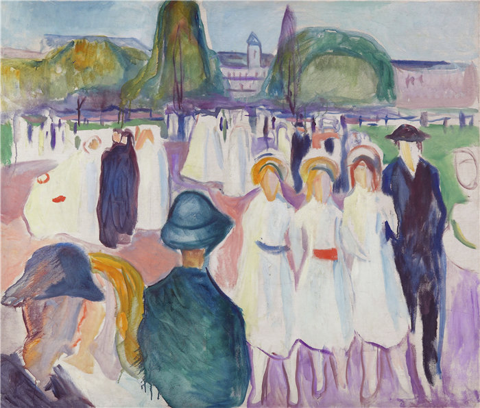 爱德华·蒙克（Edvard Munch）作品 - 春天的长廊 (1917)