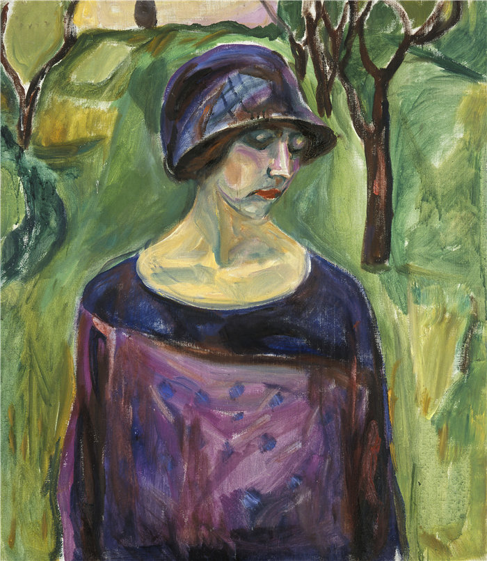 爱德华·蒙克（Edvard Munch）作品 - 花园中的 Birgit Prestøe (1924–30)