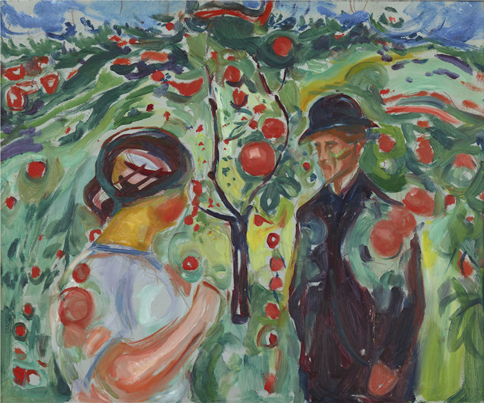 爱德华·蒙克（Edvard Munch）作品 - 红苹果之下 (1927–30)