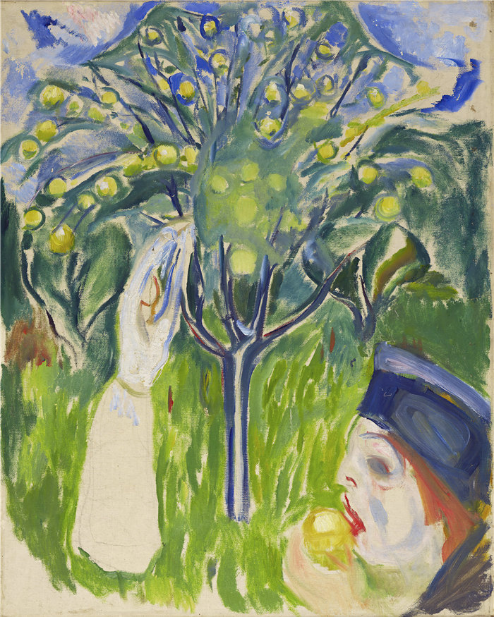 爱德华·蒙克（Edvard Munch）作品 - 花园里的两个女人 (1919)