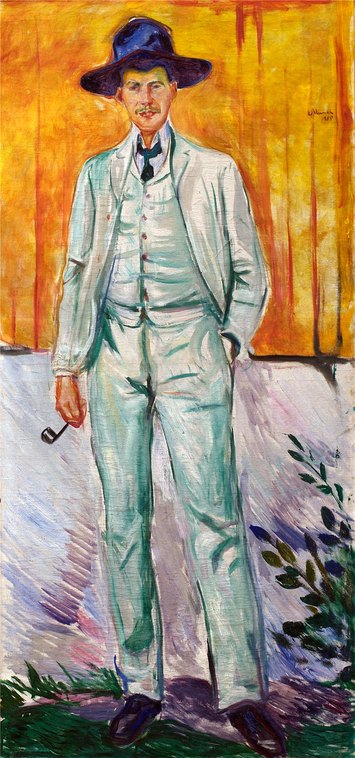 爱德华·蒙克（Edvard Munch）作品 - 画家 Ludvig Karsten 的肖像 (1912)