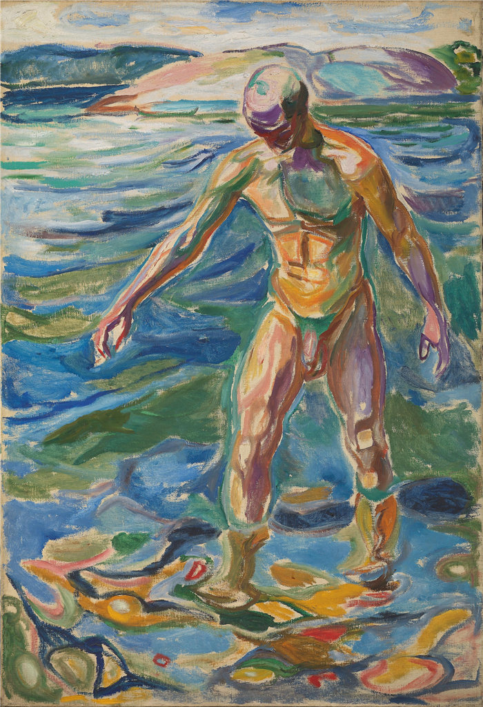 爱德华·蒙克（Edvard Munch）作品 - 沐浴的人 (1918)