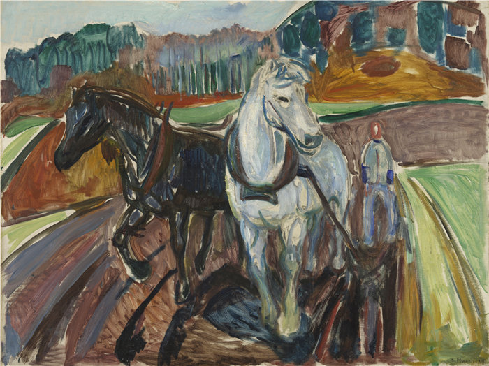 爱德华·蒙克（Edvard Munch）作品 - 秋耕 (1919)