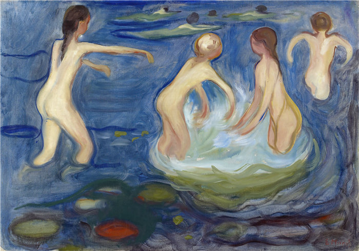 爱德华·蒙克（Edvard Munch）作品 - 沐浴女孩 (1897–99)