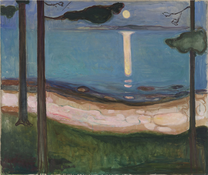爱德华·蒙克（Edvard Munch）作品 - 月光 (1895)