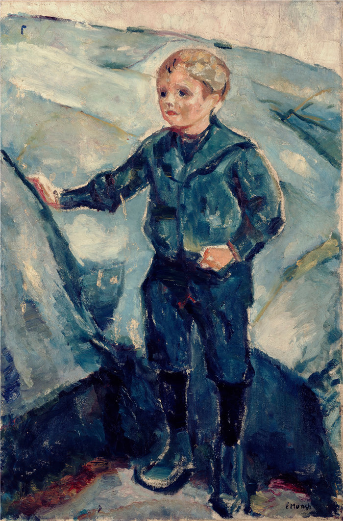 爱德华·蒙克（Edvard Munch）作品 - 蓝衣男孩（约 1900 年）