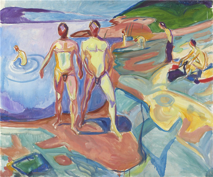 爱德华·蒙克（Edvard Munch）作品 - 沐浴男人 (1929)
