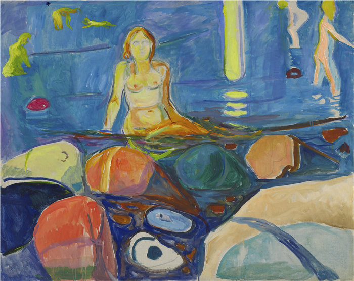 爱德华·蒙克（Edvard Munch）作品 - 沐浴妇女和儿童 (1930–1935)
