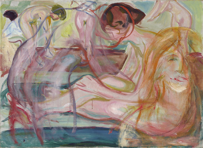 爱德华·蒙克（Edvard Munch）作品 - 沐浴中的女人 (1917)