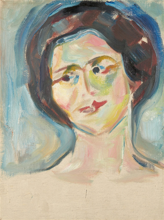 爱德华·蒙克（Edvard Munch）作品 - 模特肖像（1922-23）